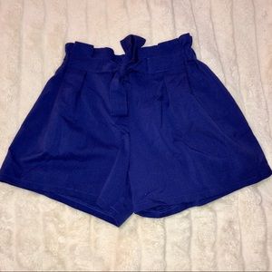 Indigo paperbag tie shorts